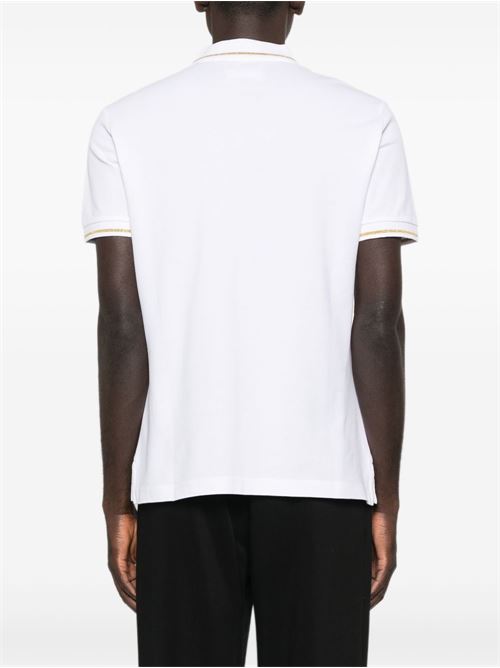 Polo uomo mezza manica bianca con logo Versace jeans Couture | 79GAGT08CJ01TG03